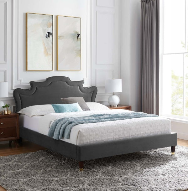 Neena Performance Velvet Queen Bed By Modway