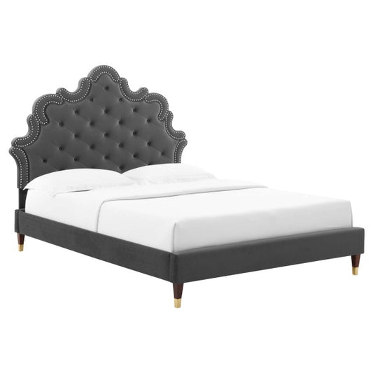 Sasha Button-Tufted Performance Velvet King Bed By Modway