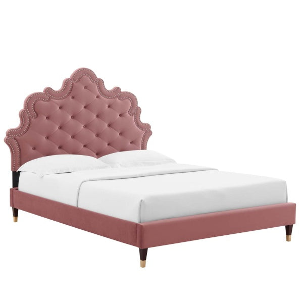 Sasha Button-Tufted Performance Velvet King Bed By Modway