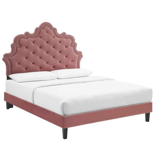Sasha Button-Tufted Performance Velvet King Bed By Modway