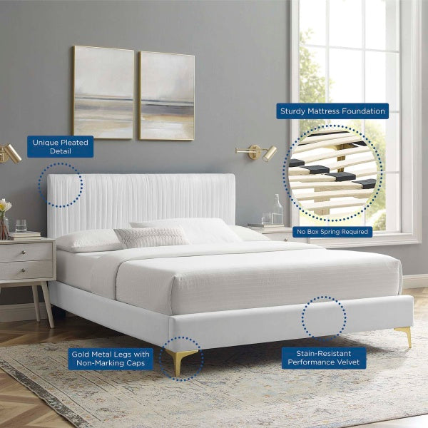 Peyton Performance Velvet Twin Platform Bed By Modway