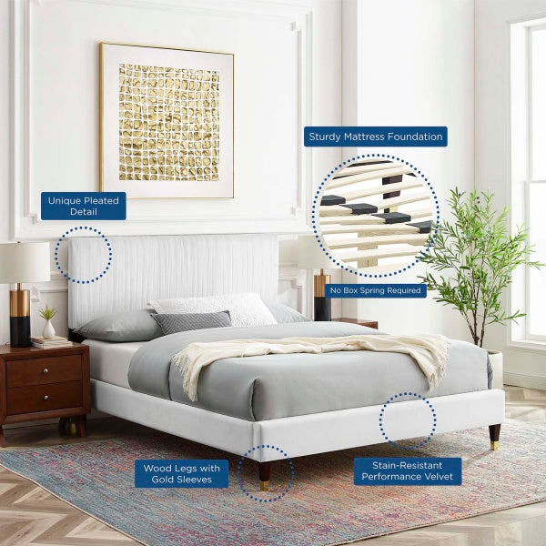 Peyton Performance Velvet Twin Platform Bed By Modway