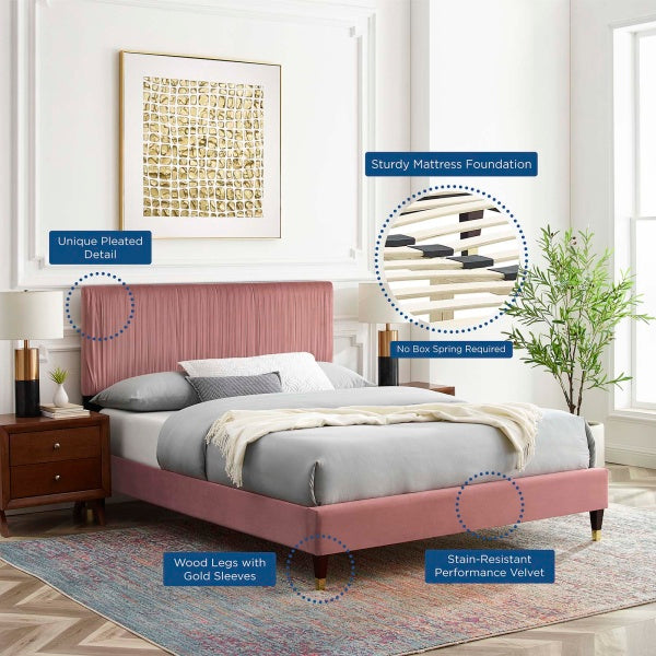 Peyton Performance Velvet Full Platform Bed By Modway