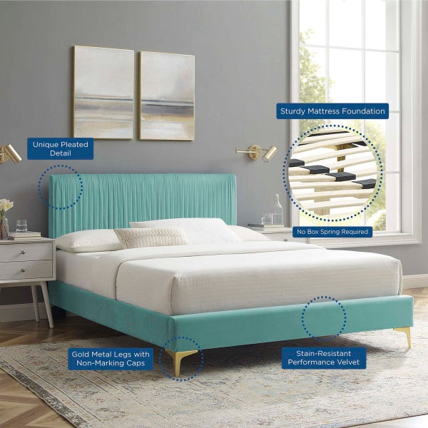 Peyton Performance Velvet King Platform Bed By Modway