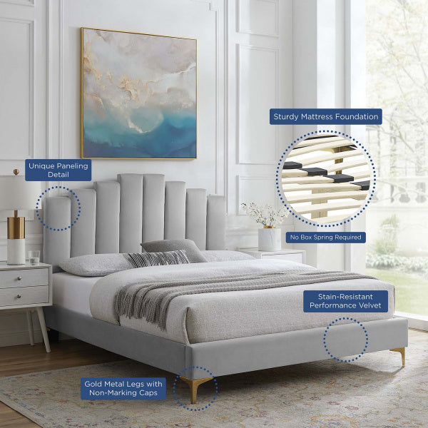 Elise Twin Performance Velvet Platform Bed By Modway