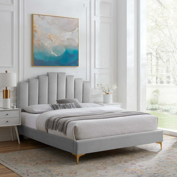 Elise Twin Performance Velvet Platform Bed By Modway