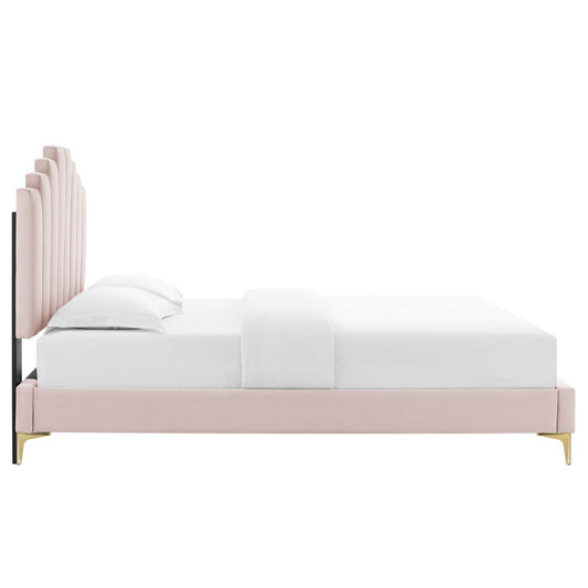 Elise King Performance Velvet Platform Bed By Modway