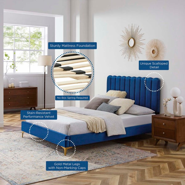 Reagan Full Performance Velvet Platform Bed By Modway