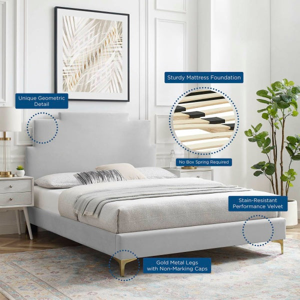 Lindsey Performance Velvet Full Platform Bed By Modway