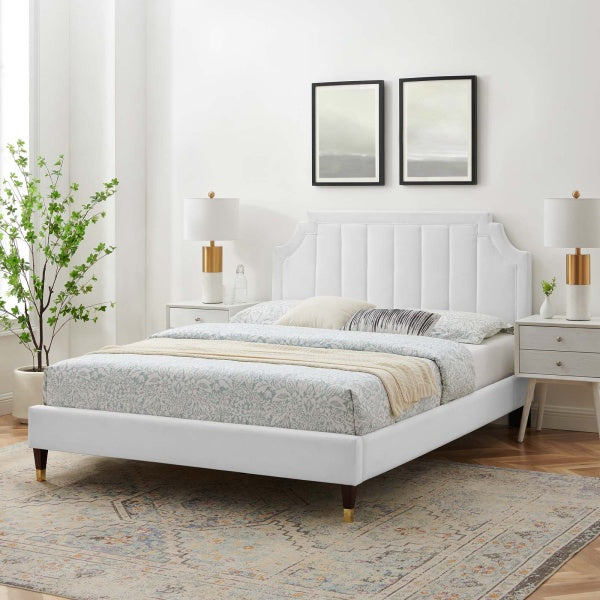 Sienna Performance Velvet Twin Platform Bed By Modway