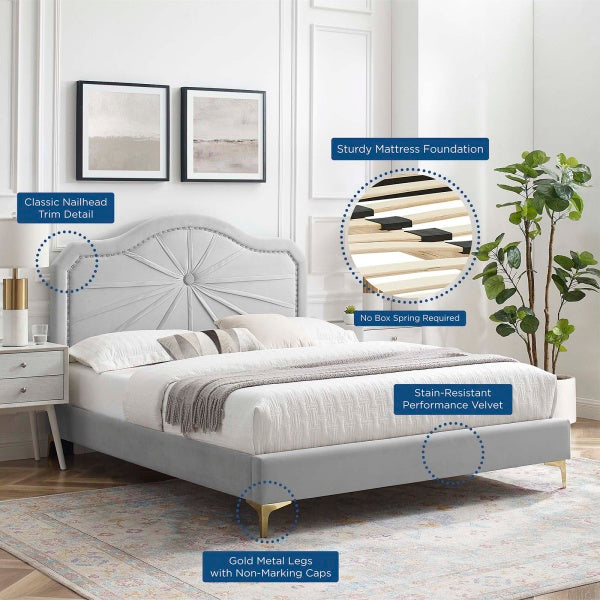 Portia Performance Velvet Full Platform Bed By Modway