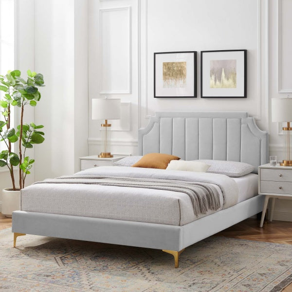 Sienna Performance Velvet Full Platform Bed By Modway