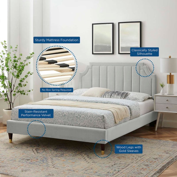 Sienna Performance Velvet Full Platform Bed By Modway