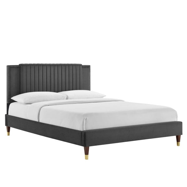 Zahra Channel Tufted Performance Velvet Queen Platform Bed By Modway