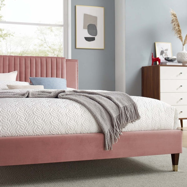 Zahra Channel Tufted Performance Velvet Queen Platform Bed By Modway