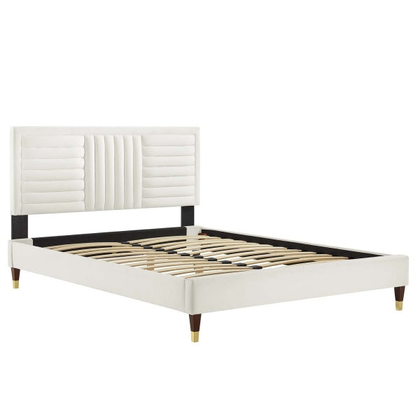 Sofia Channel Tufted Performance Velvet Queen Platform Bed By Modway
