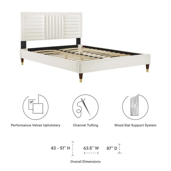 Sofia Channel Tufted Performance Velvet Queen Platform Bed By Modway