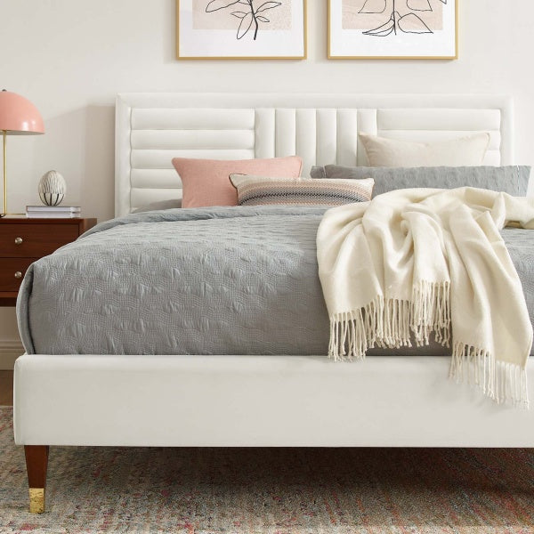 Sofia Channel Tufted Performance Velvet Queen Platform Bed By Modway