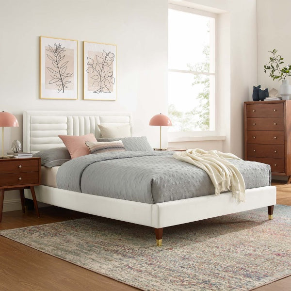 Sofia Channel Tufted Performance Velvet Queen Platform Bed By Modway