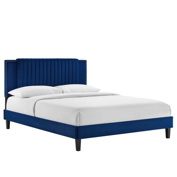 Zahra Channel Tufted Performance Velvet Queen Platform Bed By Modway
