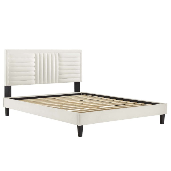 Sofia Channel Tufted Performance Velvet Queen Platform Bed By Modway