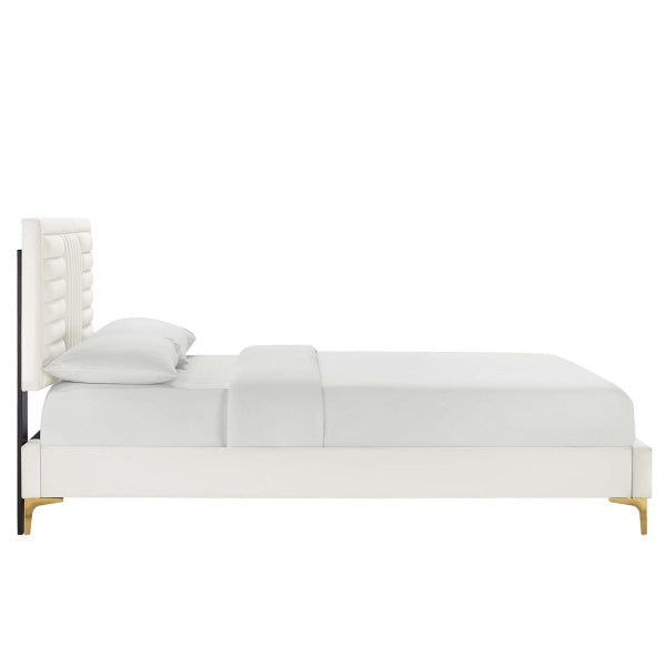 Sofia Channel Tufted Performance Velvet Queen Platform Bed By Modway
