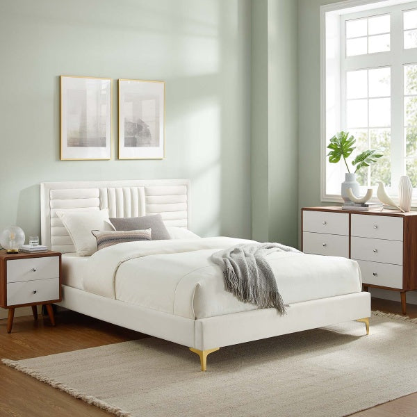 Sofia Channel Tufted Performance Velvet Queen Platform Bed By Modway