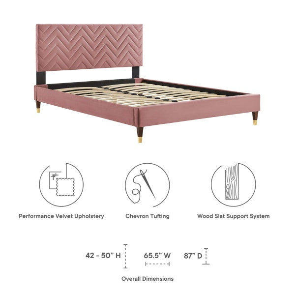 Leah Chevron Tufted Performance Velvet Twin Platform Bed By Modway