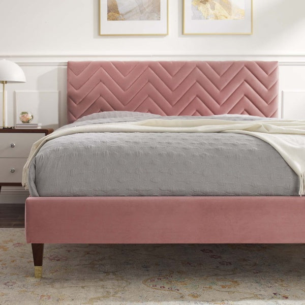 Leah Chevron Tufted Performance Velvet Twin Platform Bed By Modway