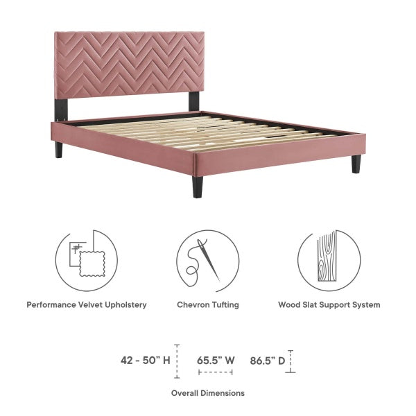 Leah Chevron Tufted Performance Velvet Twin Platform Bed By Modway