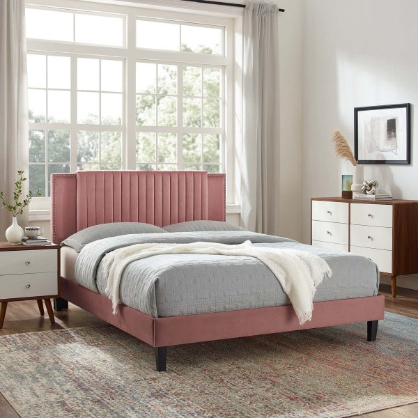 Zahra Channel Tufted Performance Velvet Twin Platform Bed By Modway