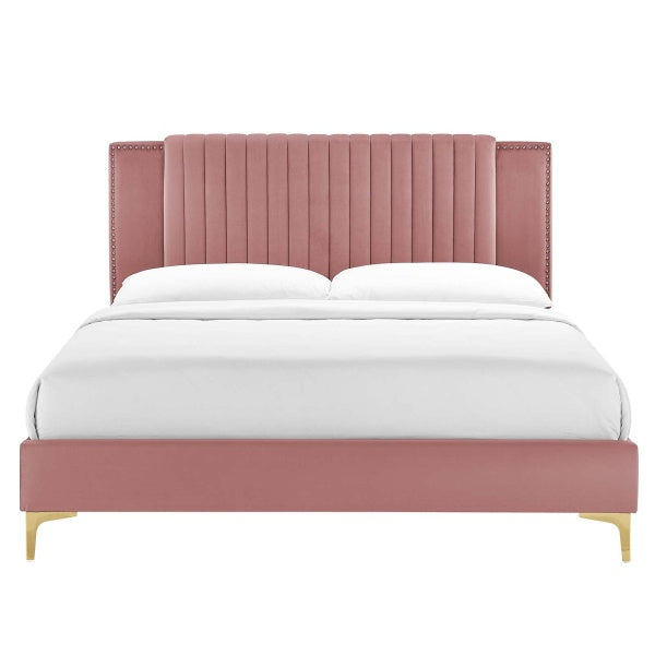 Zahra Channel Tufted Performance Velvet Twin Platform Bed By Modway