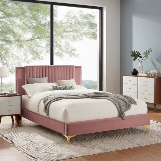 Zahra Channel Tufted Performance Velvet Twin Platform Bed By Modway