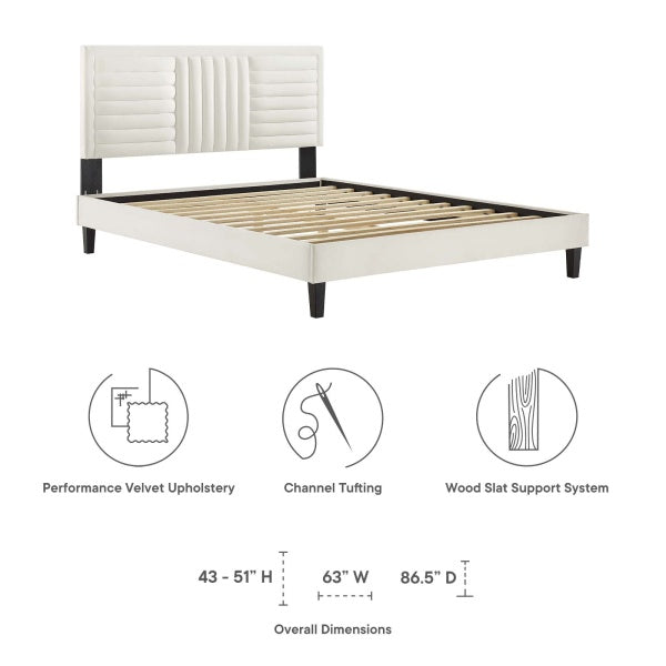 Sofia Channel Tufted Performance Velvet Full Platform Bed By Modway