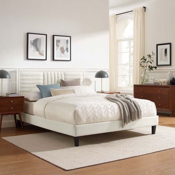 Sofia Channel Tufted Performance Velvet Queen Platform Bed By Modway