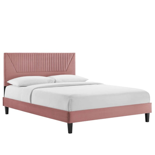Yasmine Channel Tufted Performance Velvet Full Platform Bed By Modway