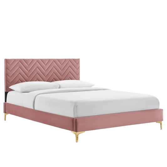 Leah Chevron Tufted Performance Velvet Full Platform Bed By Modway