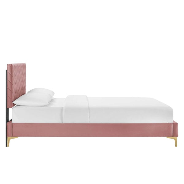 Leah Chevron Tufted Performance Velvet Full Platform Bed By Modway