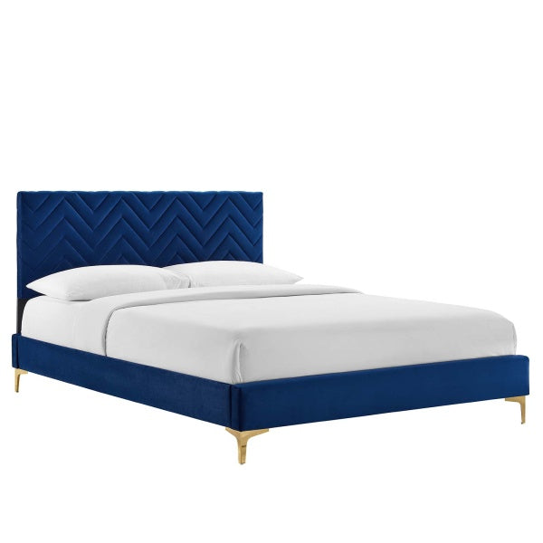 Leah Chevron Tufted Performance Velvet Full Platform Bed By Modway