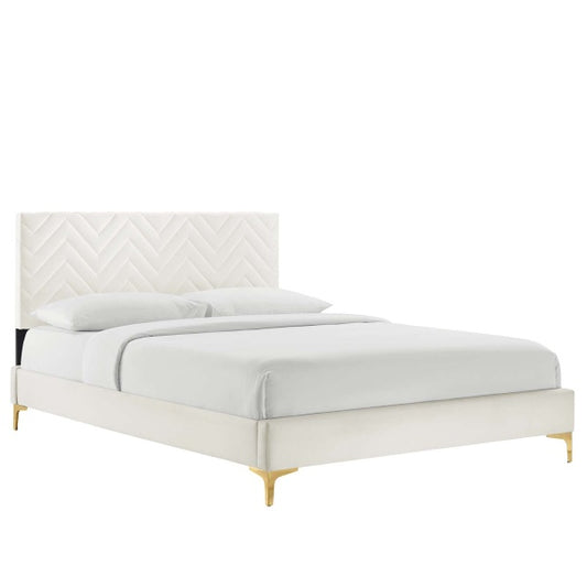 Leah Chevron Tufted Performance Velvet Full Platform Bed By Modway