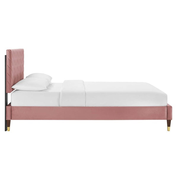 Leah Chevron Tufted Performance Velvet King Platform Bed By Modway