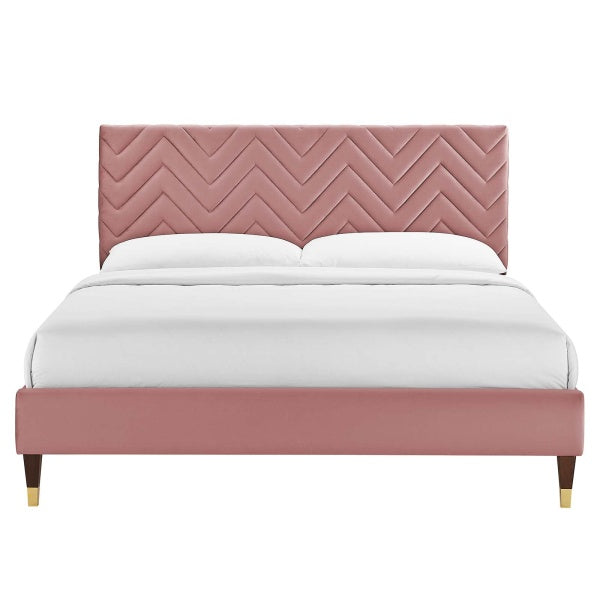 Leah Chevron Tufted Performance Velvet King Platform Bed By Modway