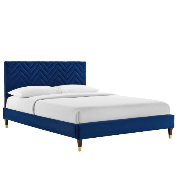 Leah Chevron Tufted Performance Velvet King Platform Bed By Modway