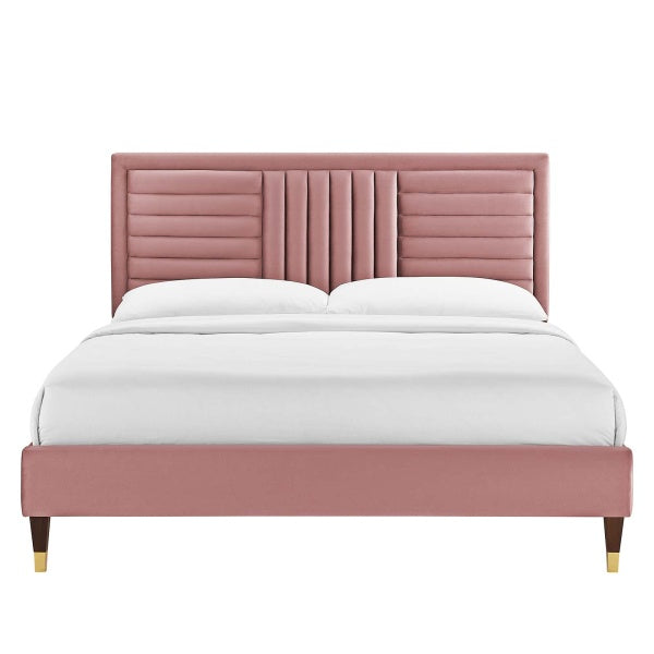 Sofia Channel Tufted Performance Velvet King Platform Bed By Modway