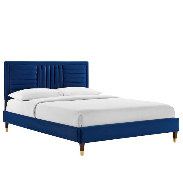 Sofia Channel Tufted Performance Velvet King Platform Bed By Modway