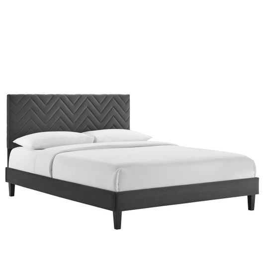 Leah Chevron Tufted Performance Velvet King Platform Bed By Modway