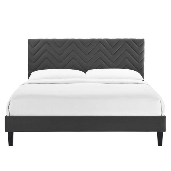 Leah Chevron Tufted Performance Velvet King Platform Bed By Modway
