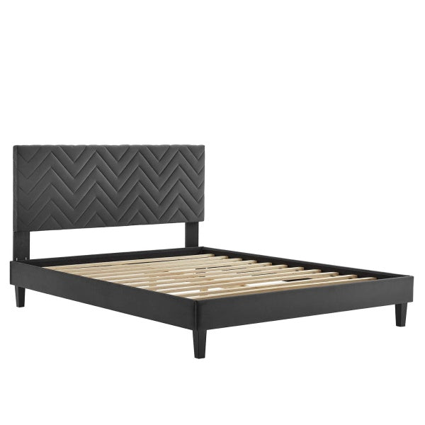 Leah Chevron Tufted Performance Velvet King Platform Bed By Modway