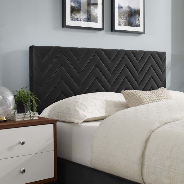 Leah Chevron Tufted Performance Velvet King Platform Bed By Modway