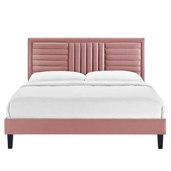 Sofia Channel Tufted Performance Velvet King Platform Bed By Modway